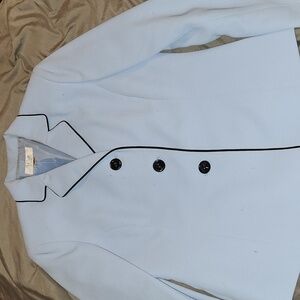 Le Suit 2-Piece Skirt Suit | Light Blue with Black Trim | Size 4P